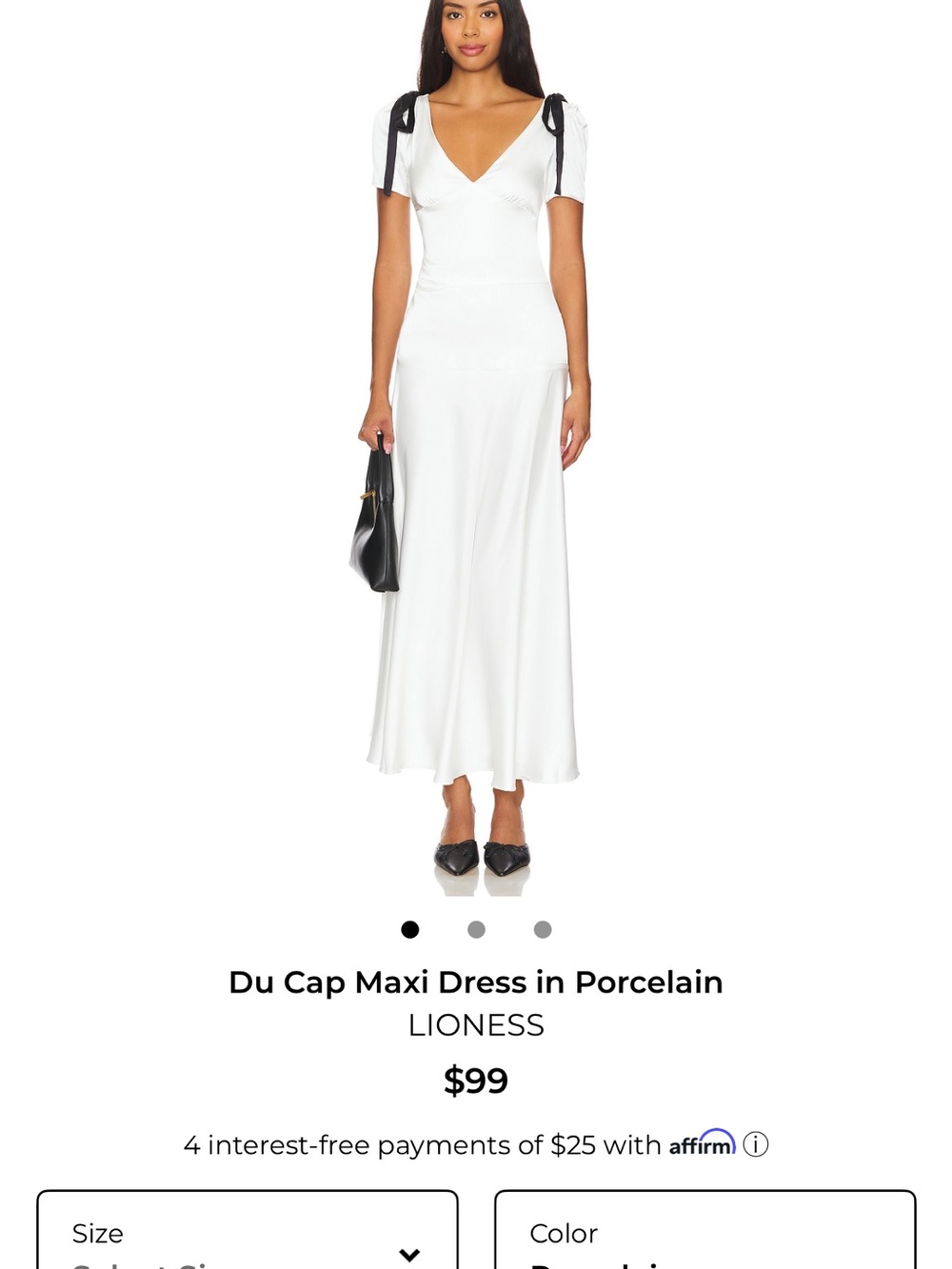LIONESS Du Cap Maxi Dress in White with Black Shoulder Ties